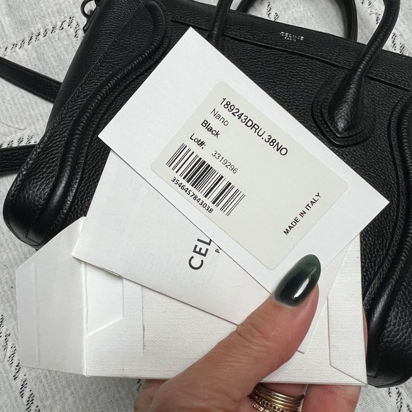 2020 CELINE "LUGGAGE" NANO GRAINY BLACK LEATHER W/ SILVER HARDWARE - $1400 - Picture 2 of 10
